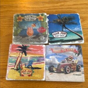 Ron Jon Tropical Coaster Set Vibrant Multicolor Bar Accessories